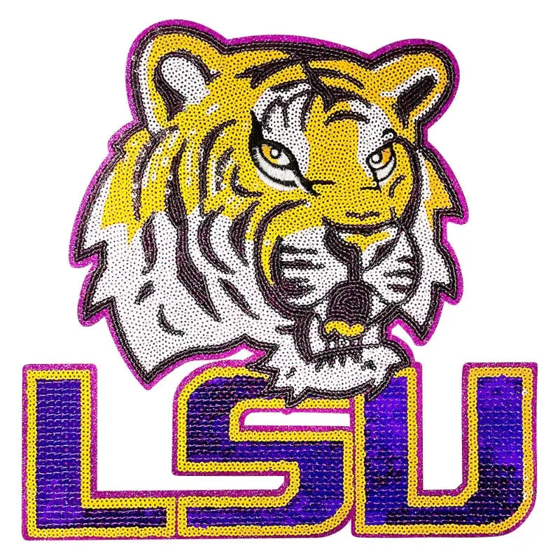 Tiger Lsu Tiger sequins embroidery patch Clpatch huge range of embroidery patch