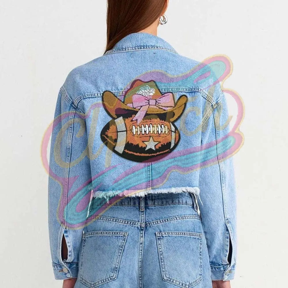 Western cowboy Football large chenille Adhesive patches - Clpatch