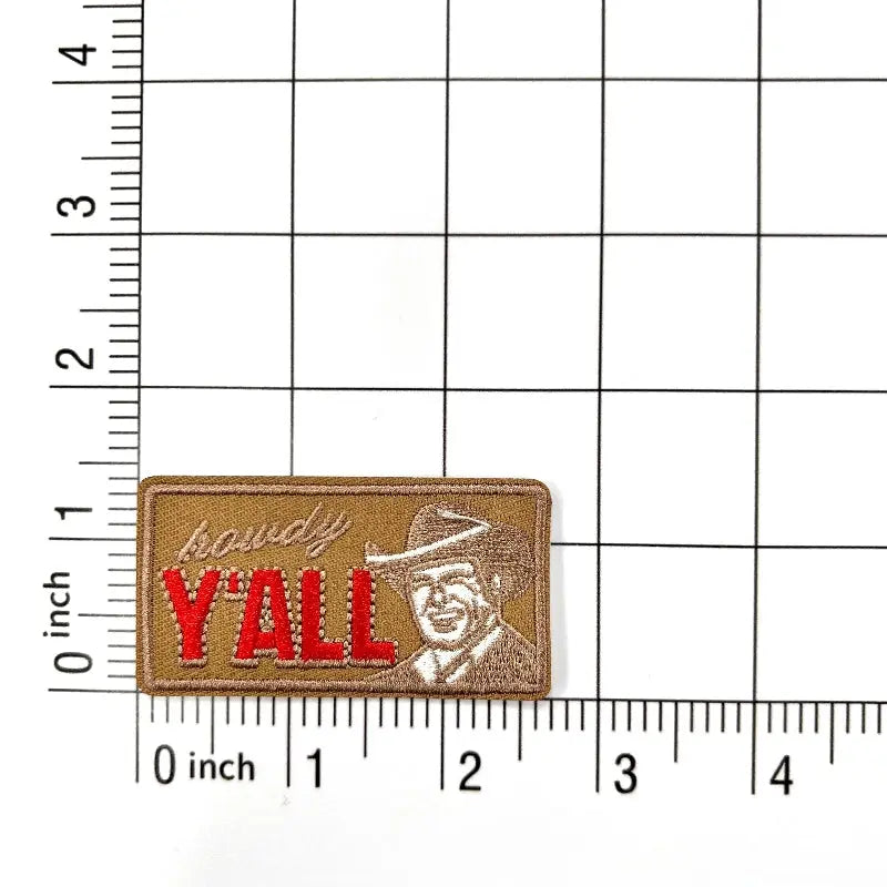 Western cowboy style howdy yall brown embroidered patch for hat Clpatch huge range of embroidery patch