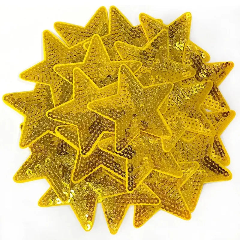 Yellow Star Sequin Embroidered Patch Clpatch huge range of embroidery patch