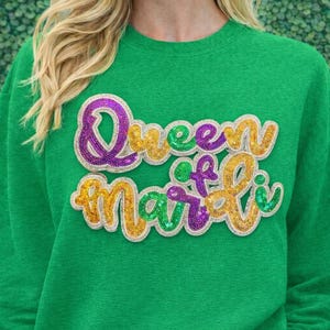 Iron On Patch - Sequin Mardi Gras - Queen of Mardi