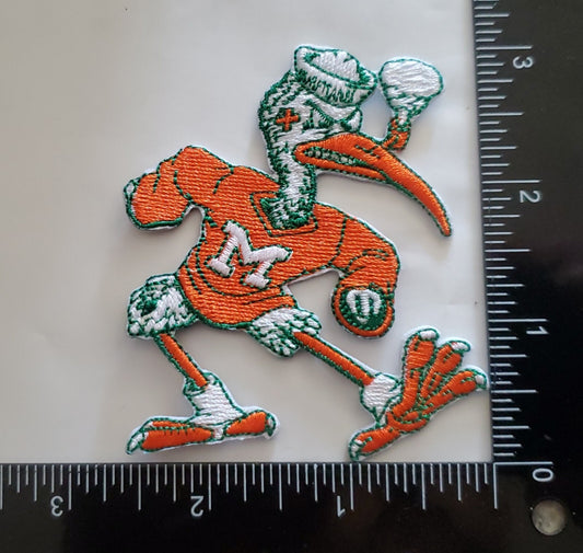 Miami Hurricanes Orange Ibis Patch. Vintage Style. Embroidered. Iron On. 3"x3" - Clpatch