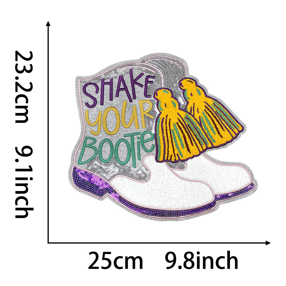 Mardi Gras shake your bootie big Patches 11'