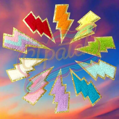 10 pcs Multicolored shiner adhesive patches with gold border - Clpatch