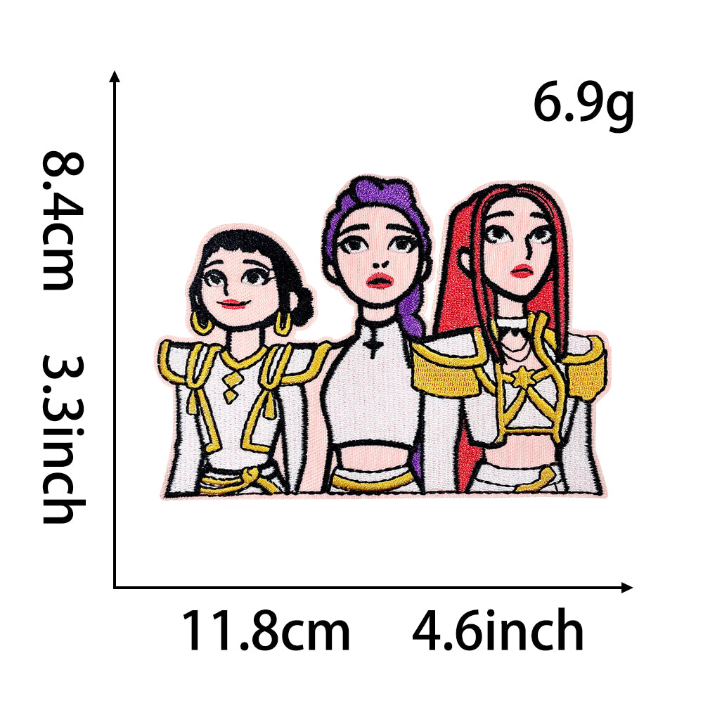 Anime Witch Hunt Girls Embroidery Patch, Dark Gothic Magic Letter Iron On Patches, Aesthetic Cartoon DIY Decorative Sticker for Clothes Backpack Bag