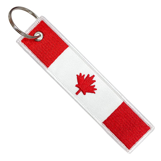 Keychain Canadian Flag Embroidered, fits various keys for motorcycles, scooters, cars, ATV and UTV. Stylish key tag, great gift for men and women