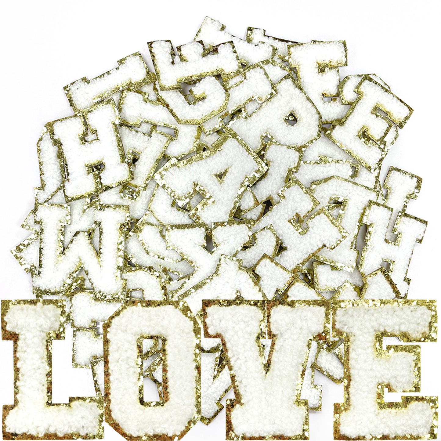 26 Pcs Self Adhesive Letter Patches, Preppy Chenille Alphabet Self-Stick Patches