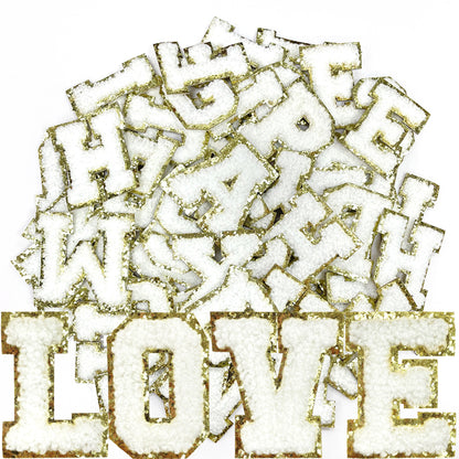 26 Pcs Self Adhesive Letter Patches, Preppy Chenille Alphabet Self-Stick Patches