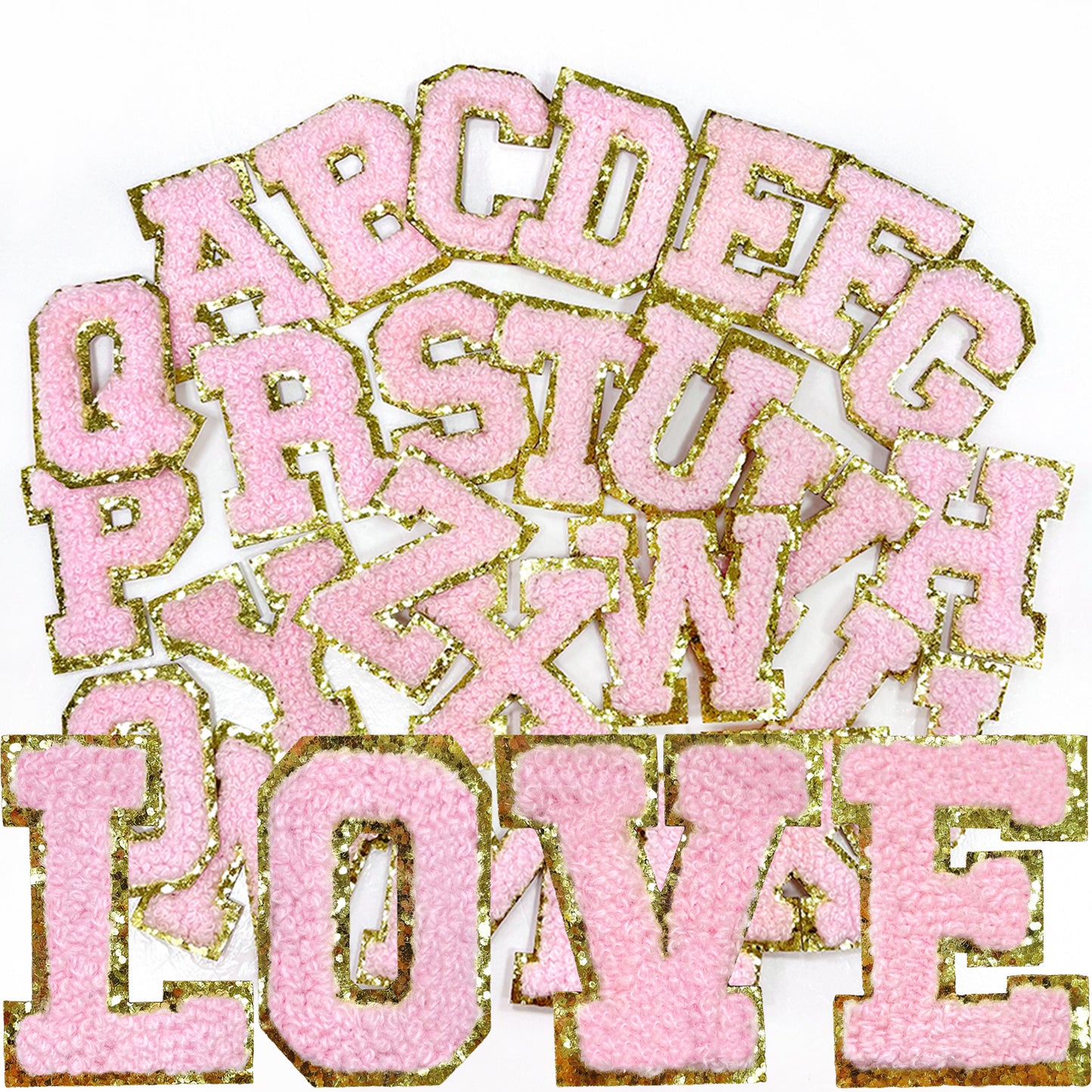26 Pcs Self Adhesive Letter Patches, Preppy Chenille Alphabet Self-Stick Patches