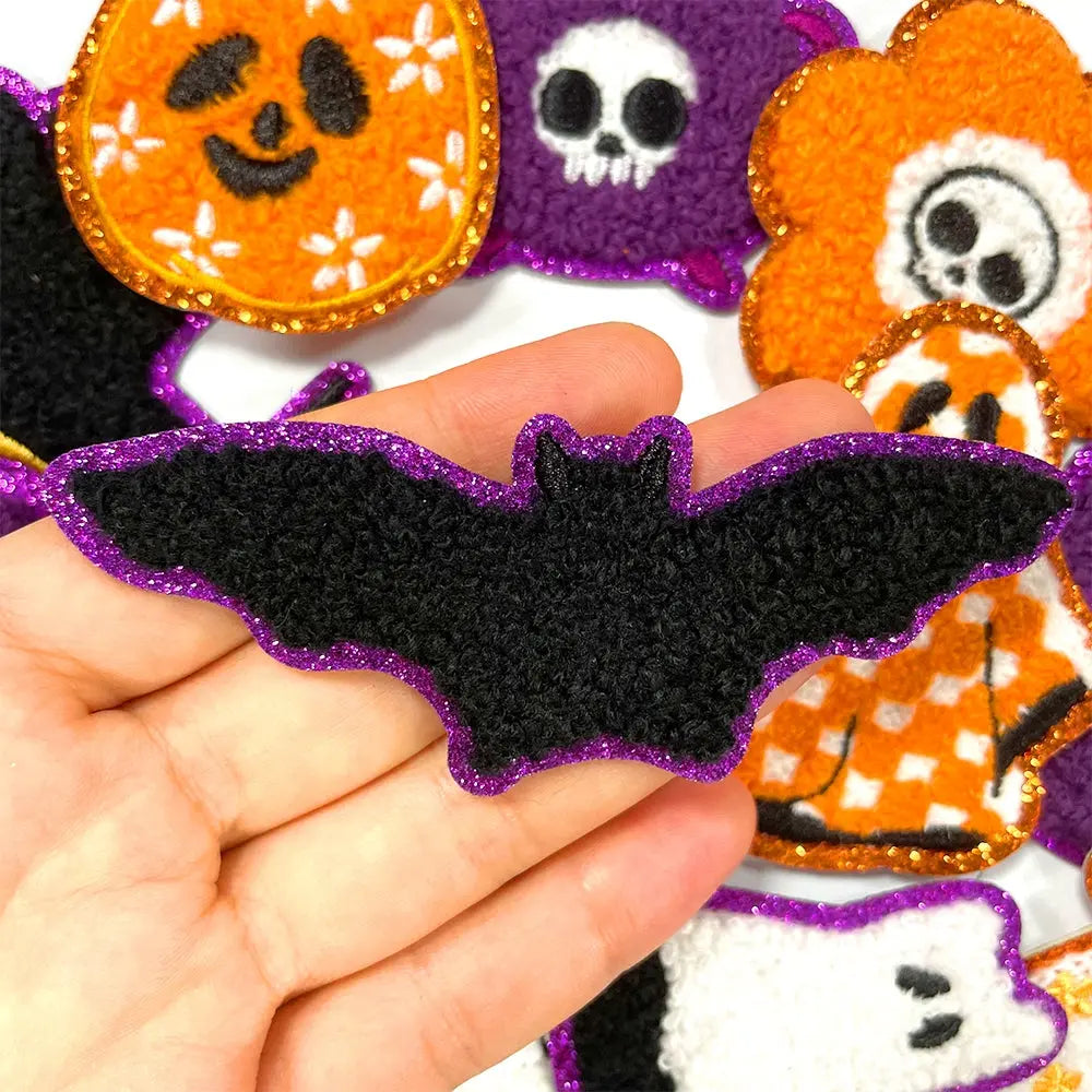 12 Pcs Halloween Theme Self Adhesive Patches with sparkling edges - Clpatch