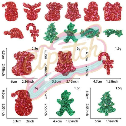 12pcs Christmas glitter dress patch for bag-cloth - Clpatch