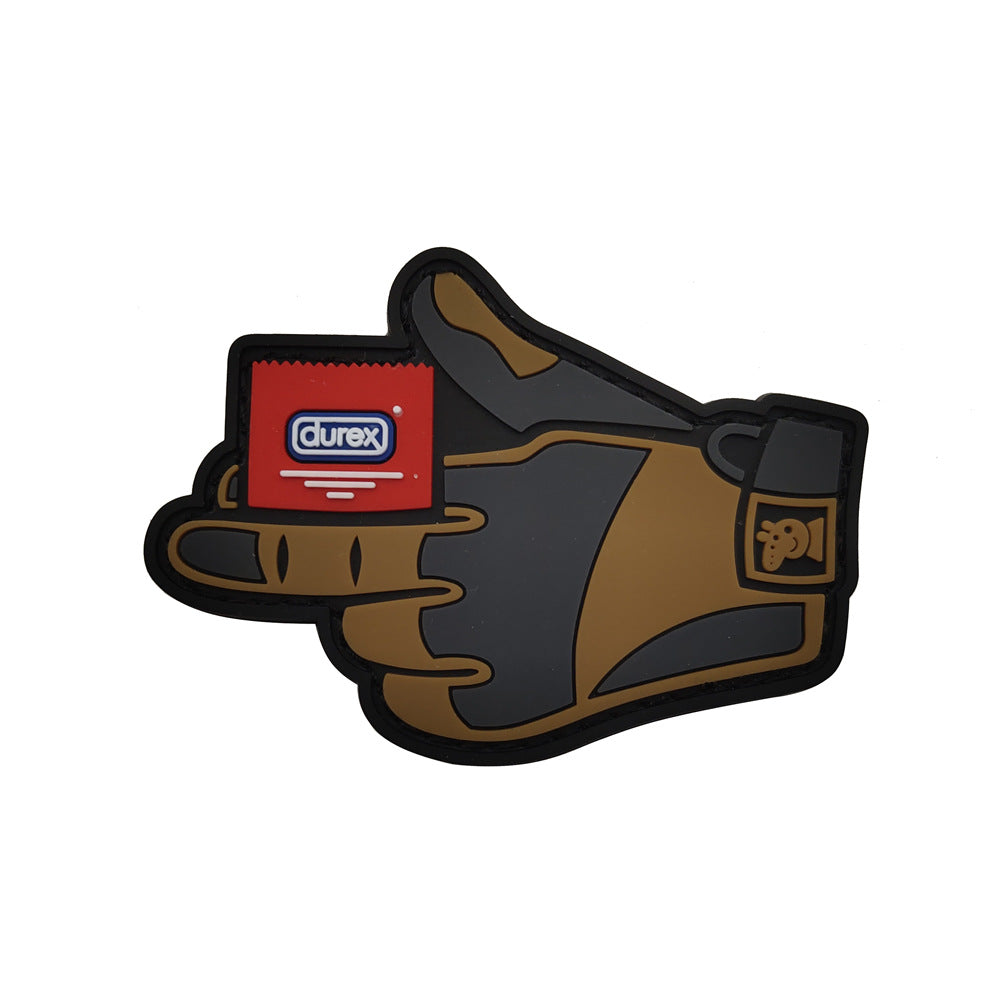 3D keyboard hand PVC gelatinous armband zombie middle finger Velcro morale patch