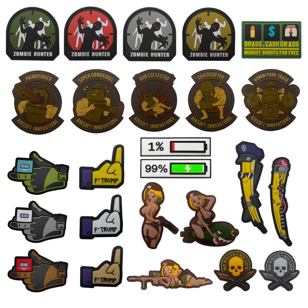 3D keyboard hand PVC gelatinous armband zombie middle finger Velcro morale patch