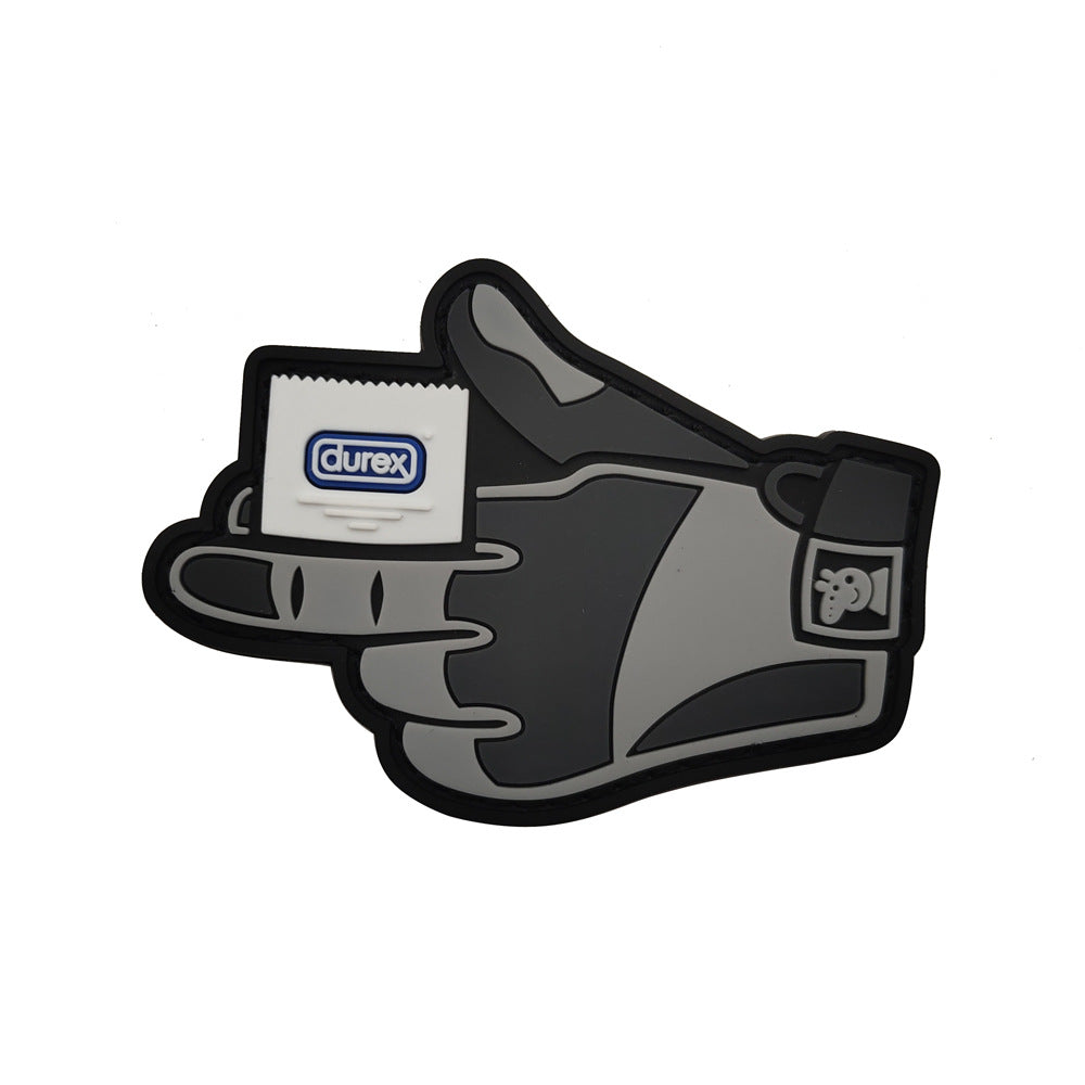 3D keyboard hand PVC gelatinous armband zombie middle finger Velcro morale patch