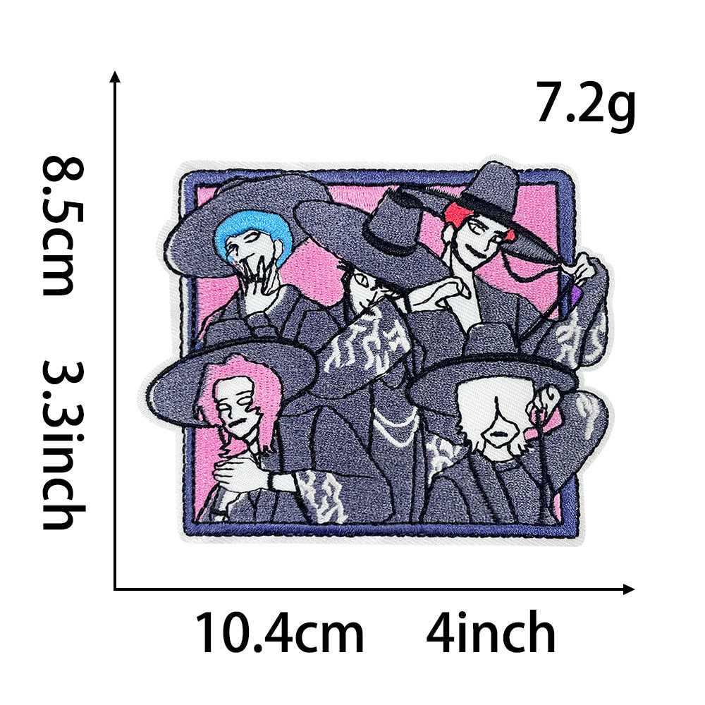 Anime Witch Hunt Girls Embroidery Patch, Dark Gothic Magic Letter Iron On Patches, Aesthetic Cartoon DIY Decorative Sticker for Clothes Backpack Bag