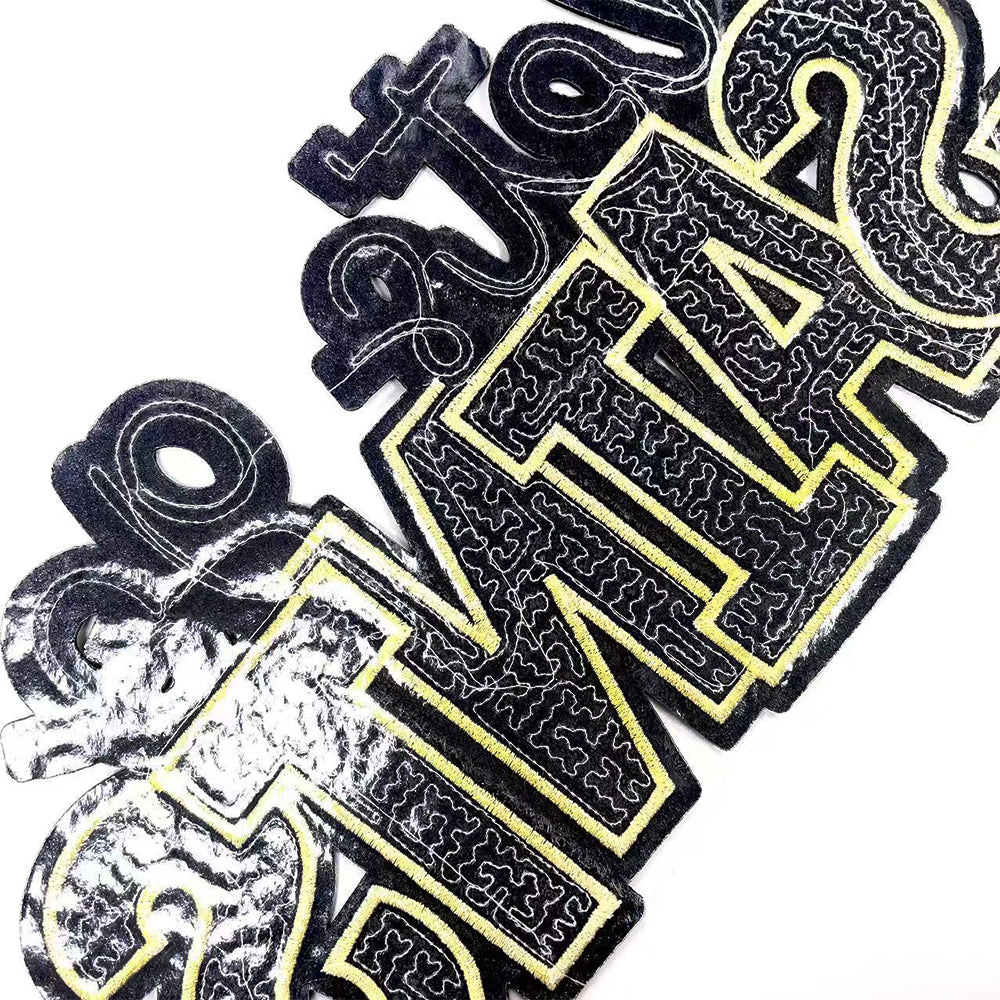 Let’s Go Saints Sequin Iron On Patch, Black Gold Silver Glitter Word Embroidery Applique, Sports Team Spirit Sew On Patch for Hoodie Jacket Backpack Hat, Game Day Fan DIY Decor