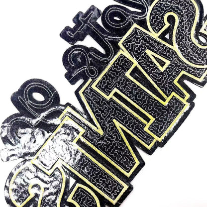 Let’s Go Saints Sequin Iron On Patch, Black Gold Silver Glitter Word Embroidery Applique, Sports Team Spirit Sew On Patch for Hoodie Jacket Backpack Hat, Game Day Fan DIY Decor