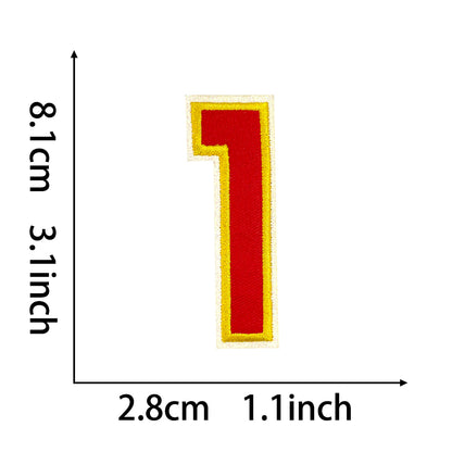 Varsity Number 0 Iron On Patch, Red Gold Double Border Sport Digit Embroidery Applique, 3.1 Inch Letter Patch for Jersey, Jacket, Backpack, Sports Uniform DIY Decor