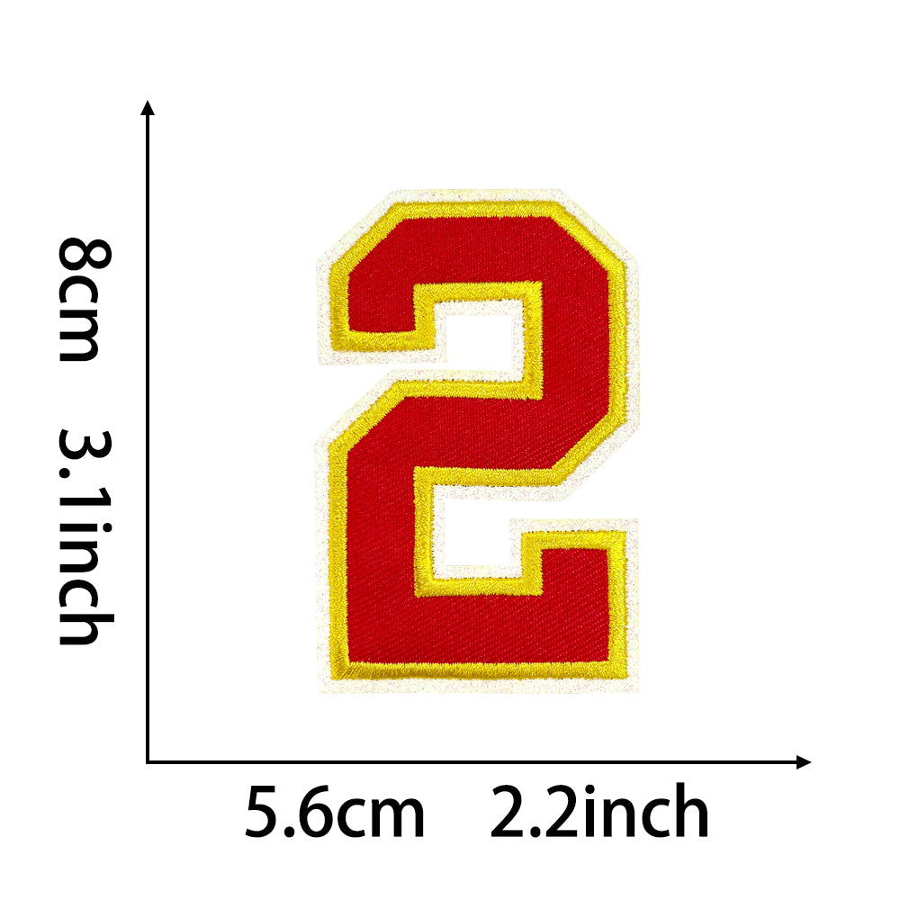 Varsity Number 0 Iron On Patch, Red Gold Double Border Sport Digit Embroidery Applique, 3.1 Inch Letter Patch for Jersey, Jacket, Backpack, Sports Uniform DIY Decor