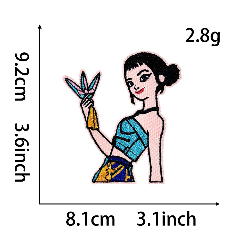 Anime Witch Hunt Girls Embroidery Patch, Dark Gothic Magic Letter Iron On Patches, Aesthetic Cartoon DIY Decorative Sticker for Clothes Backpack Bag
