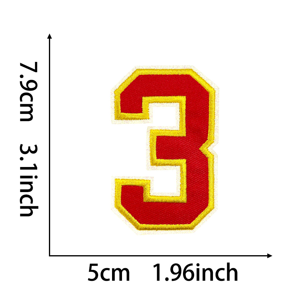 Varsity Number 0 Iron On Patch, Red Gold Double Border Sport Digit Embroidery Applique, 3.1 Inch Letter Patch for Jersey, Jacket, Backpack, Sports Uniform DIY Decor