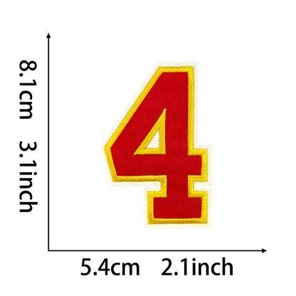 Varsity Number 0 Iron On Patch, Red Gold Double Border Sport Digit Embroidery Applique, 3.1 Inch Letter Patch for Jersey, Jacket, Backpack, Sports Uniform DIY Decor