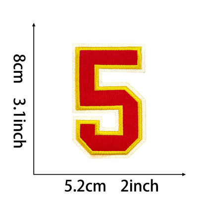 Varsity Number 0 Iron On Patch, Red Gold Double Border Sport Digit Embroidery Applique, 3.1 Inch Letter Patch for Jersey, Jacket, Backpack, Sports Uniform DIY Decor