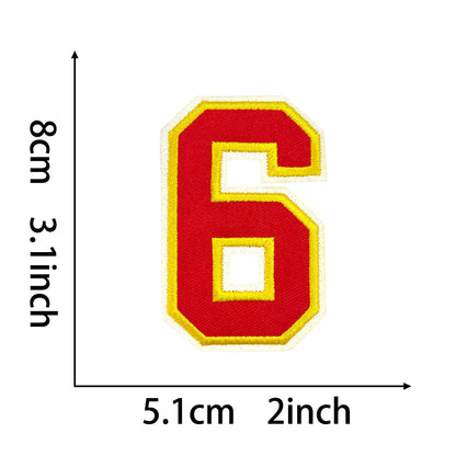 Varsity Number 0 Iron On Patch, Red Gold Double Border Sport Digit Embroidery Applique, 3.1 Inch Letter Patch for Jersey, Jacket, Backpack, Sports Uniform DIY Decor