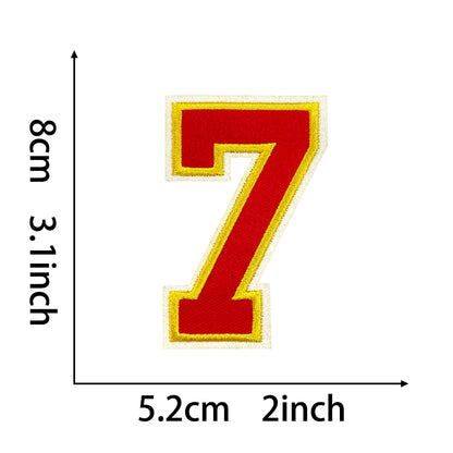 Varsity Number 0 Iron On Patch, Red Gold Double Border Sport Digit Embroidery Applique, 3.1 Inch Letter Patch for Jersey, Jacket, Backpack, Sports Uniform DIY Decor