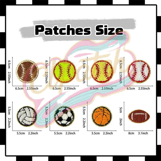 16 pcs Basketball,Football，Baseball, Soccer embroidered iron on patch for Clothing Jeans Hat Backpacks Repair - Clpatch