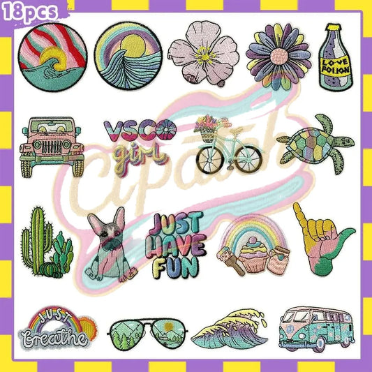 18 pcs California summer travel embroidery patch - Clpatch