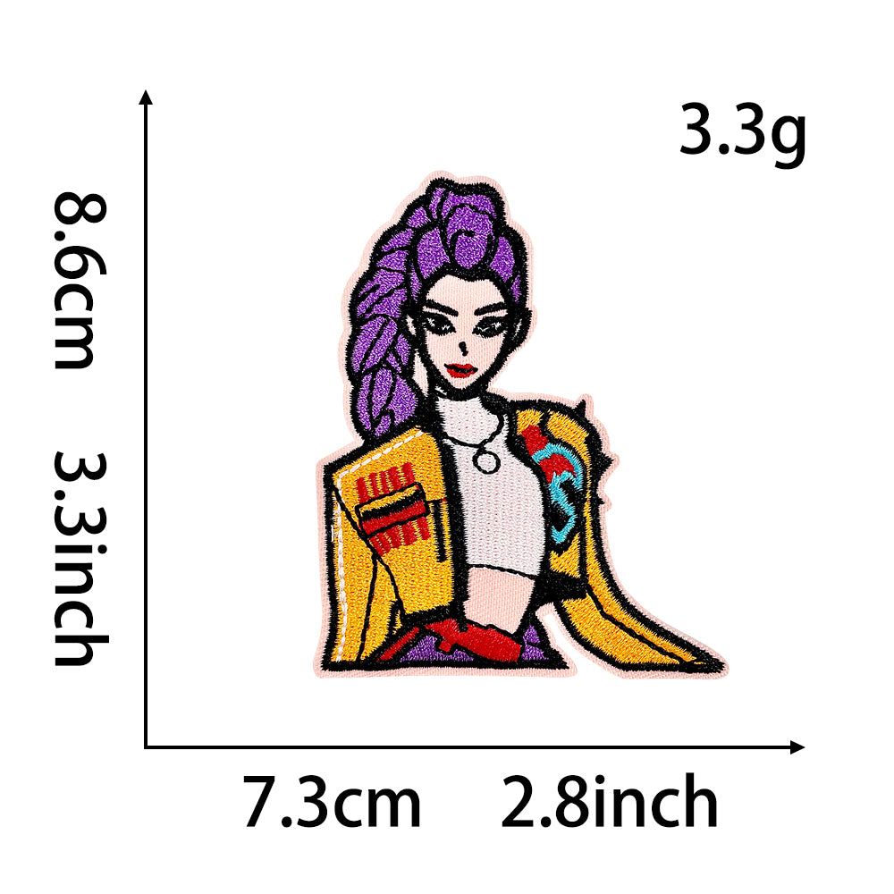 Anime Witch Hunt Girls Embroidery Patch, Dark Gothic Magic Letter Iron On Patches, Aesthetic Cartoon DIY Decorative Sticker for Clothes Backpack Bag