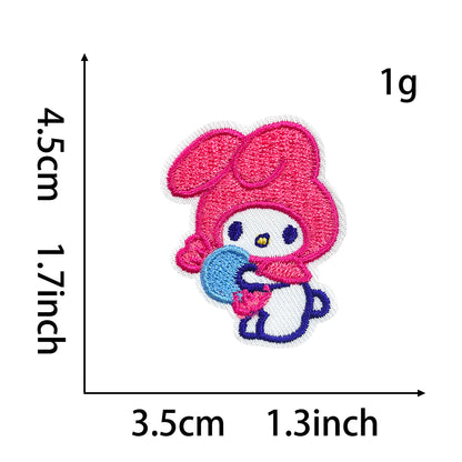 Cute Sanrio Iron On Embroidery Patches 15Pcs, Kawaii My Melody Kuromi Cinnamoroll Pompompurin Pochacco Chenille Appliques, Cartoon Character Badges for Clothing Backpack Jackets Hats DIY Craft Decor