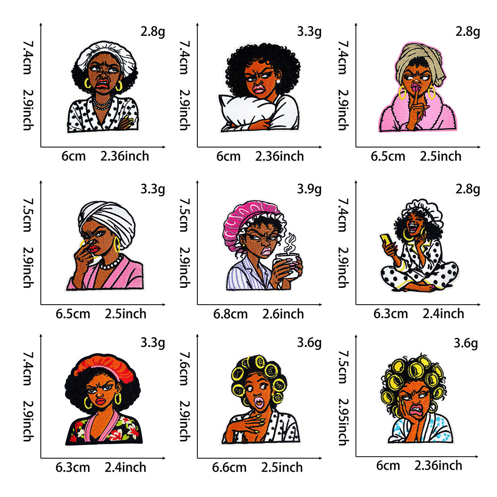 Black Women Iron On Embroidery Patches 12Pcs, Afro Girl Slogan Appliques, Embroidered Badges with That Girl, Black AF for Clothing, Backpacks, Jackets & Phone Cases, DIY Craft Decor