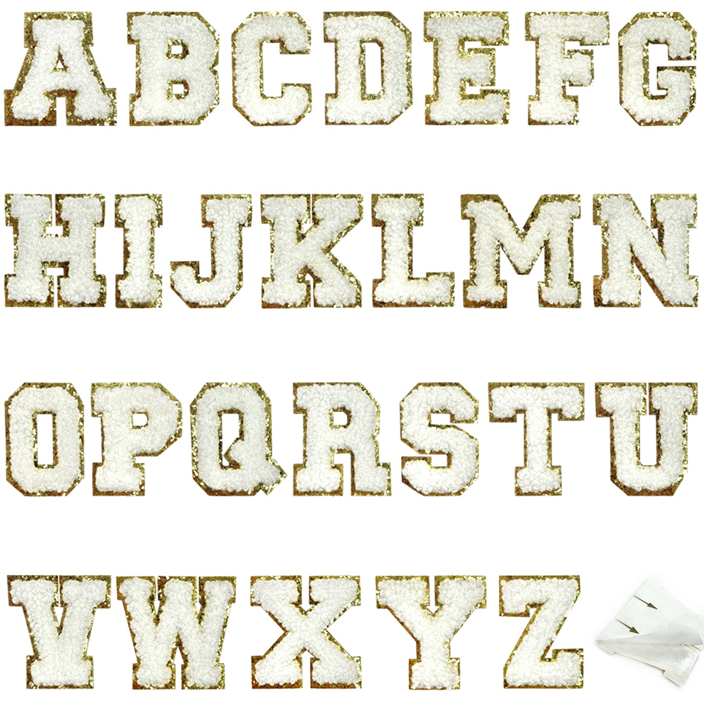 26 Pcs Self Adhesive Letter Patches, Preppy Chenille Alphabet Self-Stick Patches
