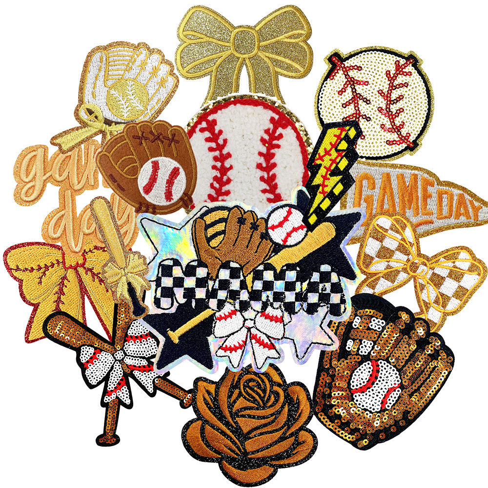 Baseball Iron On Patches Yellow 15Pcs