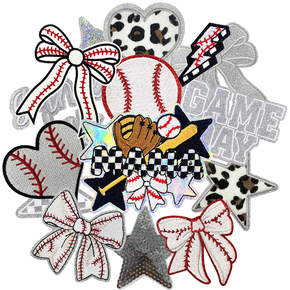 Baseball Iron On Patches White 15Pcs