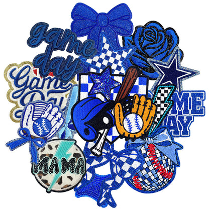 Baseball Iron On Patches Blu 15Pcs