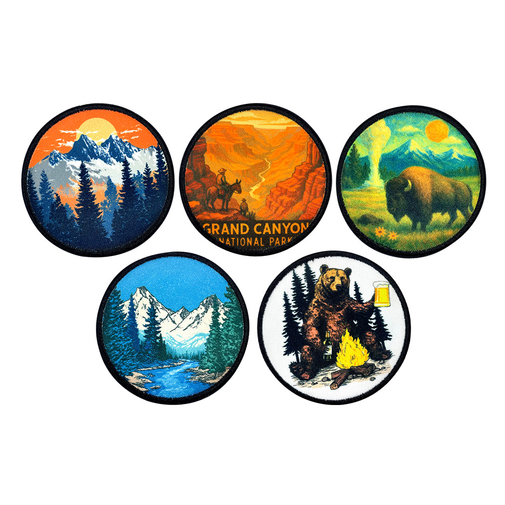5Pcs Outdoor Camping Embroidered Iron-On Patches