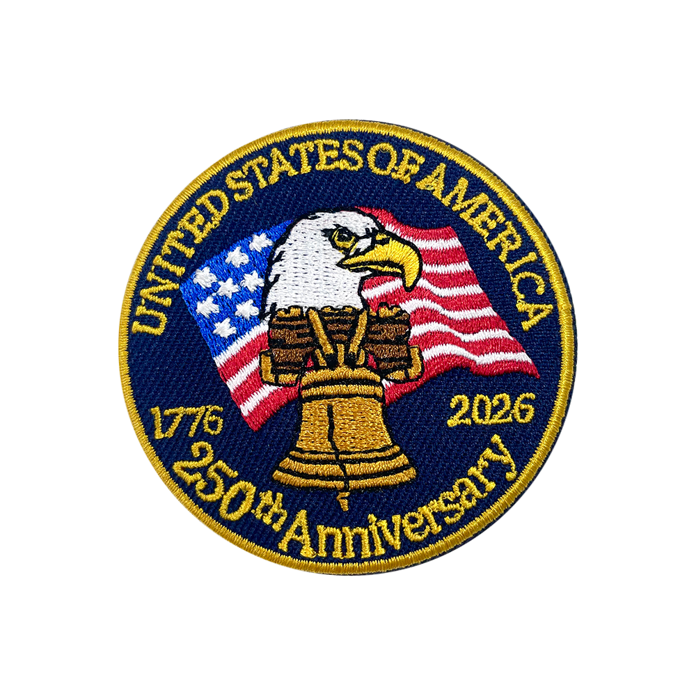 USA 250th Anniversary Eagle Liberty Bell Brooch Patch, 1776-2026 American Flag Embroidered Pin Badge, Patriotic Round Embroidered Patch Pin for Jacket Hat Backpack, Independence Day DIY Decor