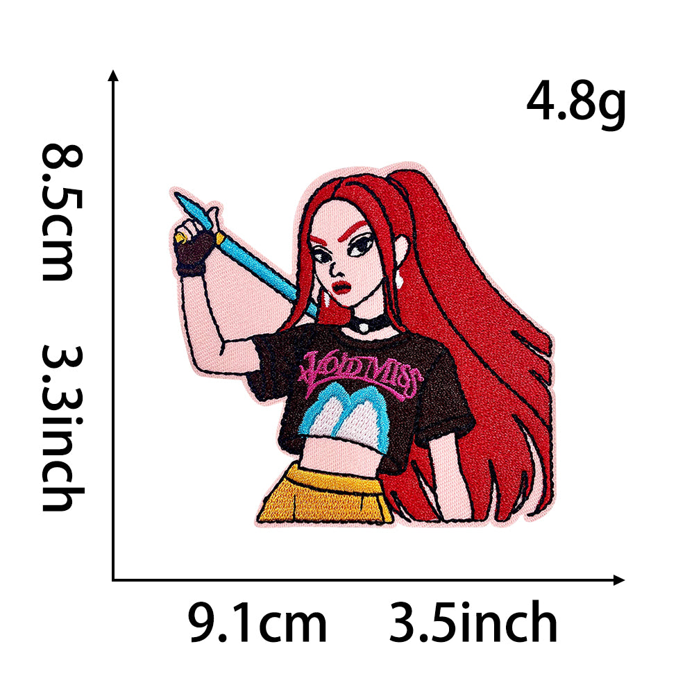 Anime Witch Hunt Girls Embroidery Patch, Dark Gothic Magic Letter Iron On Patches, Aesthetic Cartoon DIY Decorative Sticker for Clothes Backpack Bag