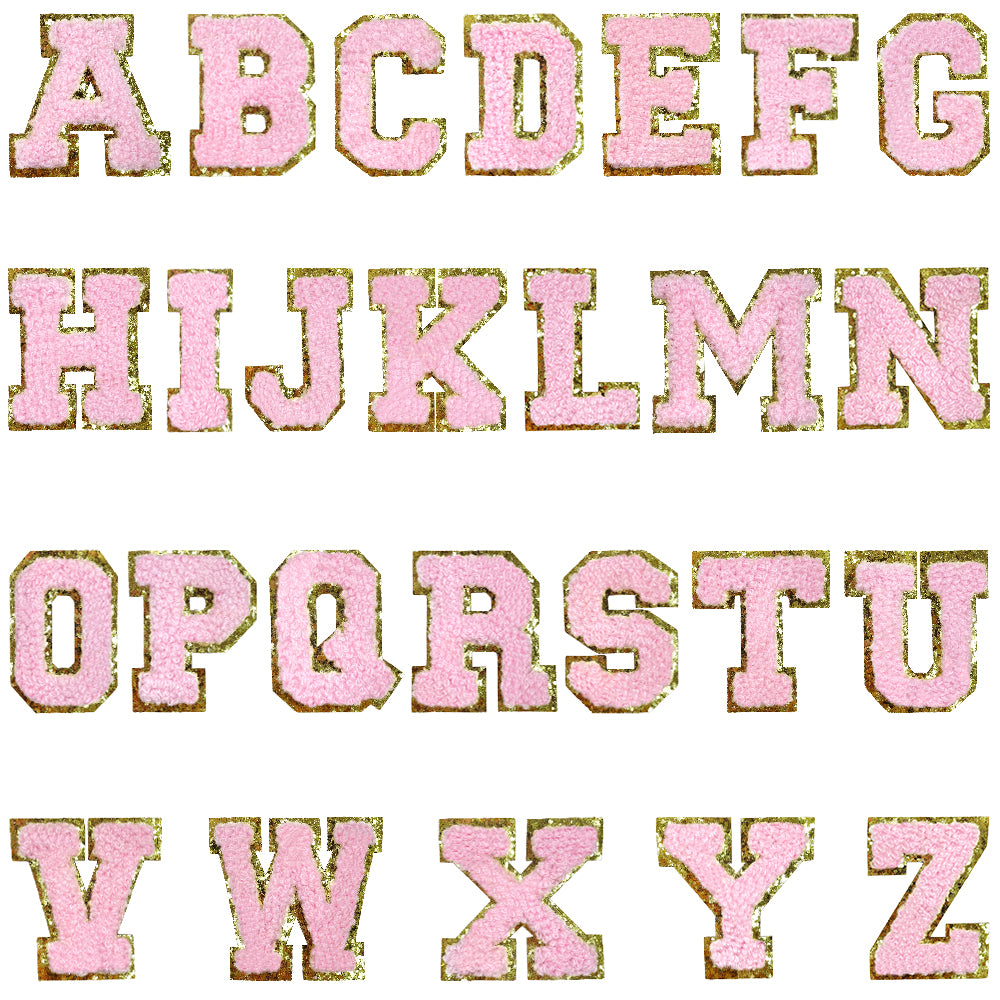 26 Pcs Self Adhesive Letter Patches, Preppy Chenille Alphabet Self-Stick Patches