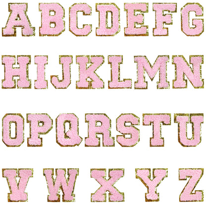26 Pcs Self Adhesive Letter Patches, Preppy Chenille Alphabet Self-Stick Patches