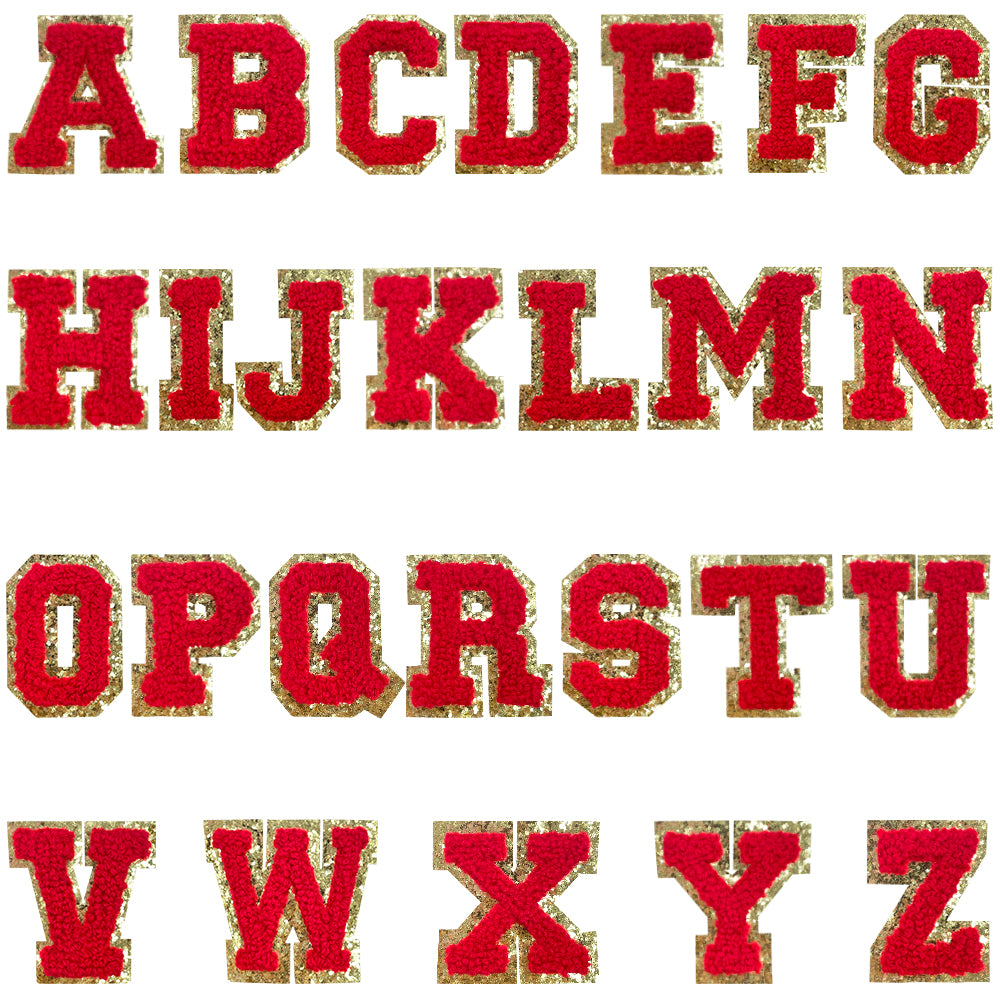 26 Pcs Self Adhesive Letter Patches, Preppy Chenille Alphabet Self-Stick Patches