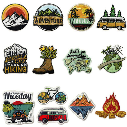 13Pcs Outdoor Camping Embroidered Iron On Patches