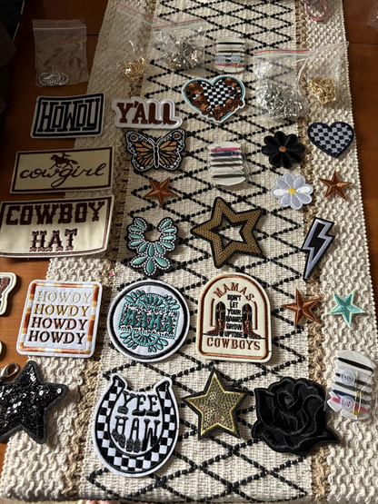 Wild West DIY Hat Kit: 5 Customizable Cowboy Trucker Hats with Chains & 30 Patches - Clpatch