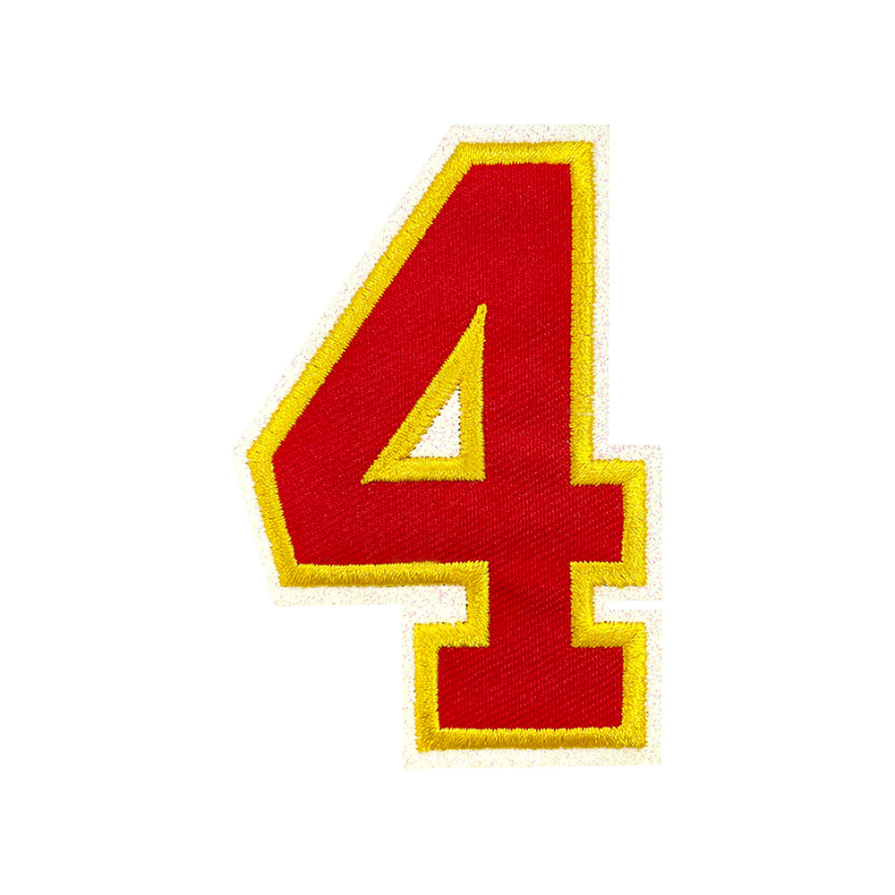 Varsity Number 0 Iron On Patch, Red Gold Double Border Sport Digit Embroidery Applique, 3.1 Inch Letter Patch for Jersey, Jacket, Backpack, Sports Uniform DIY Decor