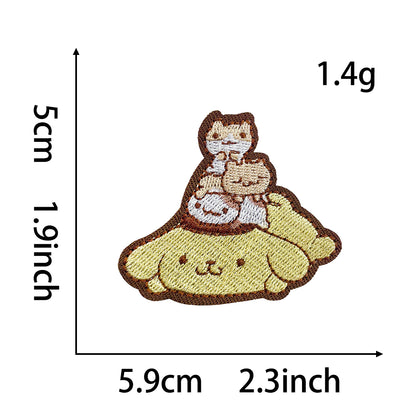 Cute Sanrio Iron On Embroidery Patches 15Pcs, Kawaii My Melody Kuromi Cinnamoroll Pompompurin Pochacco Chenille Appliques, Cartoon Character Badges for Clothing Backpack Jackets Hats DIY Craft Decor
