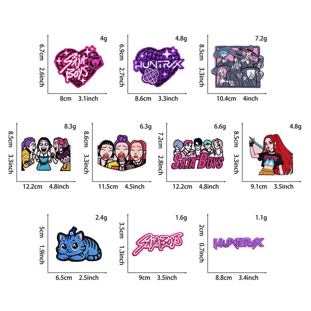 Anime Witch Hunt Girls Embroidery Patch, Dark Gothic Magic Letter Iron On Patches, Aesthetic Cartoon DIY Decorative Sticker for Clothes Backpack Bag