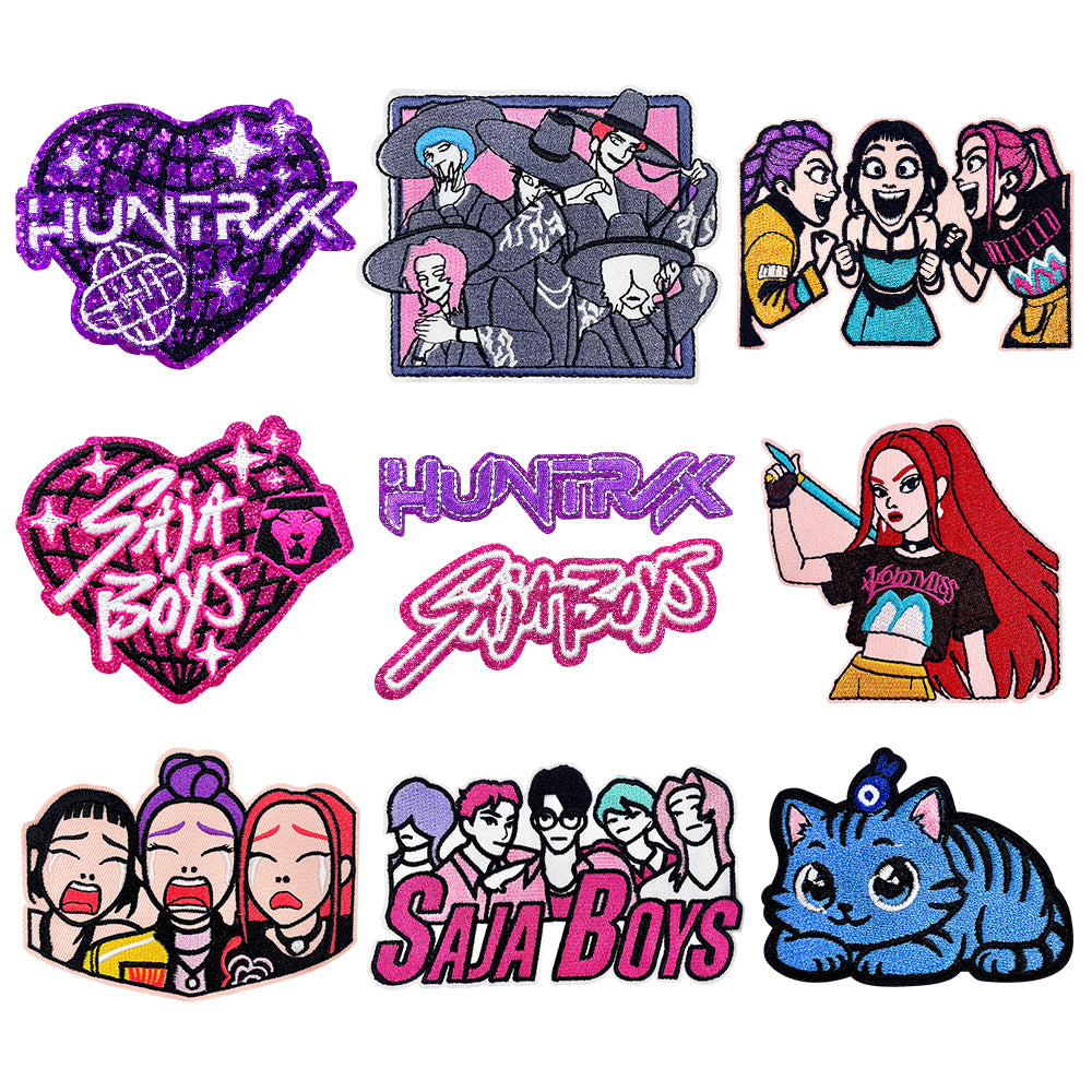 Anime Witch Hunt Girls Embroidery Patch, Dark Gothic Magic Letter Iron On Patches, Aesthetic Cartoon DIY Decorative Sticker for Clothes Backpack Bag
